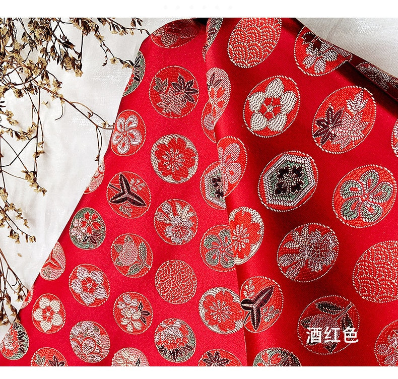 Dragon Brocade Fabric: Red Silk Rayon Blend, 29" Wide