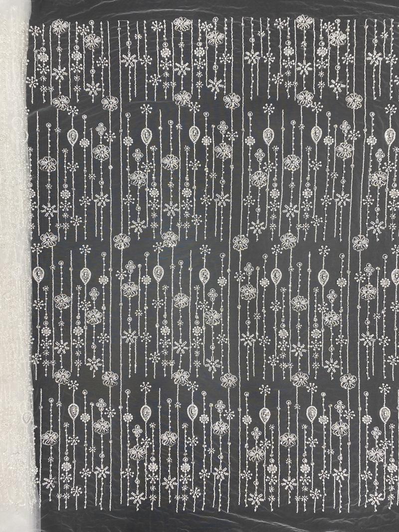 3D Beaded Sequin Lace Fabric: Bridal Wedding Veil, Doll Making