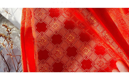 Chinese Brocade Fabric: Fret Pattern Silk Rayon Blend (29.5" Wide)