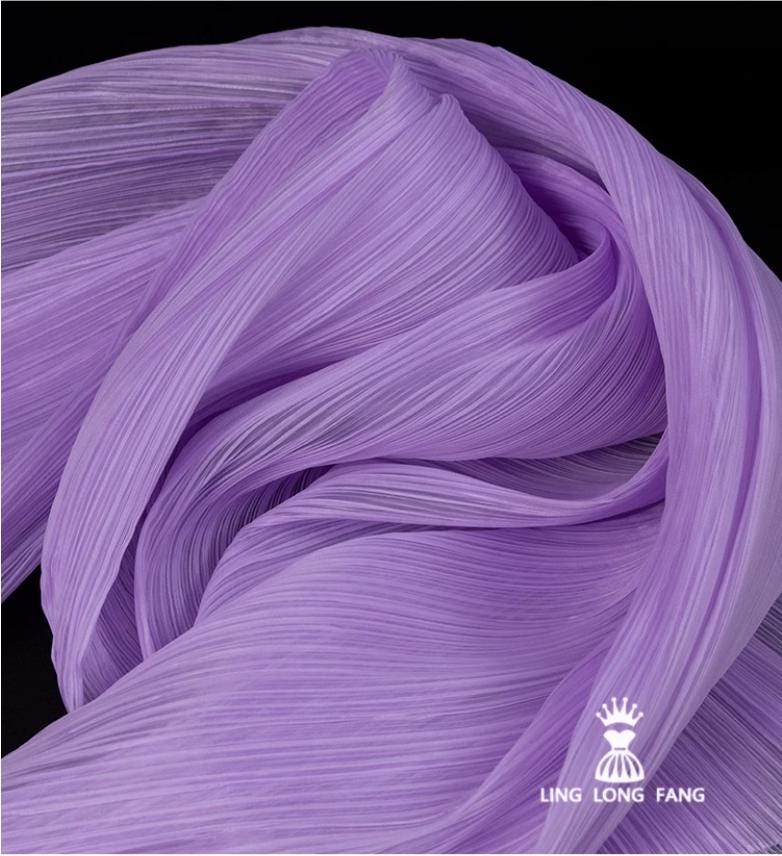 Matte Pleated Organza Fabric: 55" Wide Textured Polyester