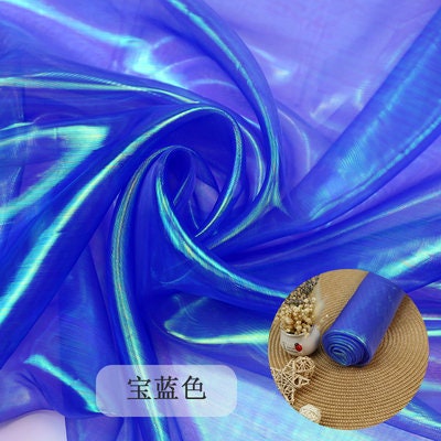 Iridescent Symphony Organza Fabric: Shimmering Crush Glass Yarn, 59" Wide