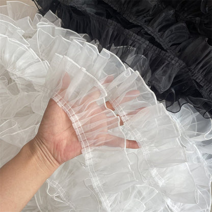Pleated Organza Lace Trim: Ruffled Fabric, 2.7" Width