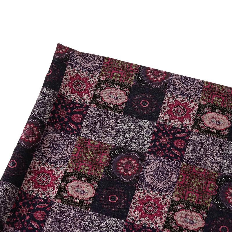 Tea Silk Satin Fabric: 59"W Patch Pattern Digital Print