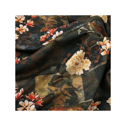 Floral Faux Suede Spandex Fabric: 59" Wide Upholstery, Apparel