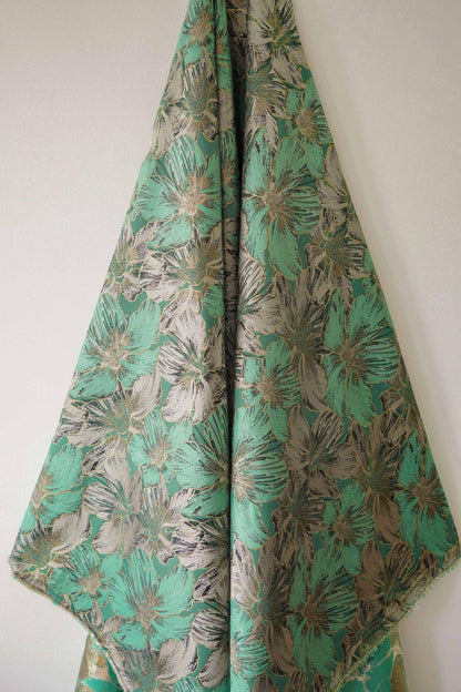 Gold Thread Floral Jacquard Fabric: 65"W Designer Upholstery