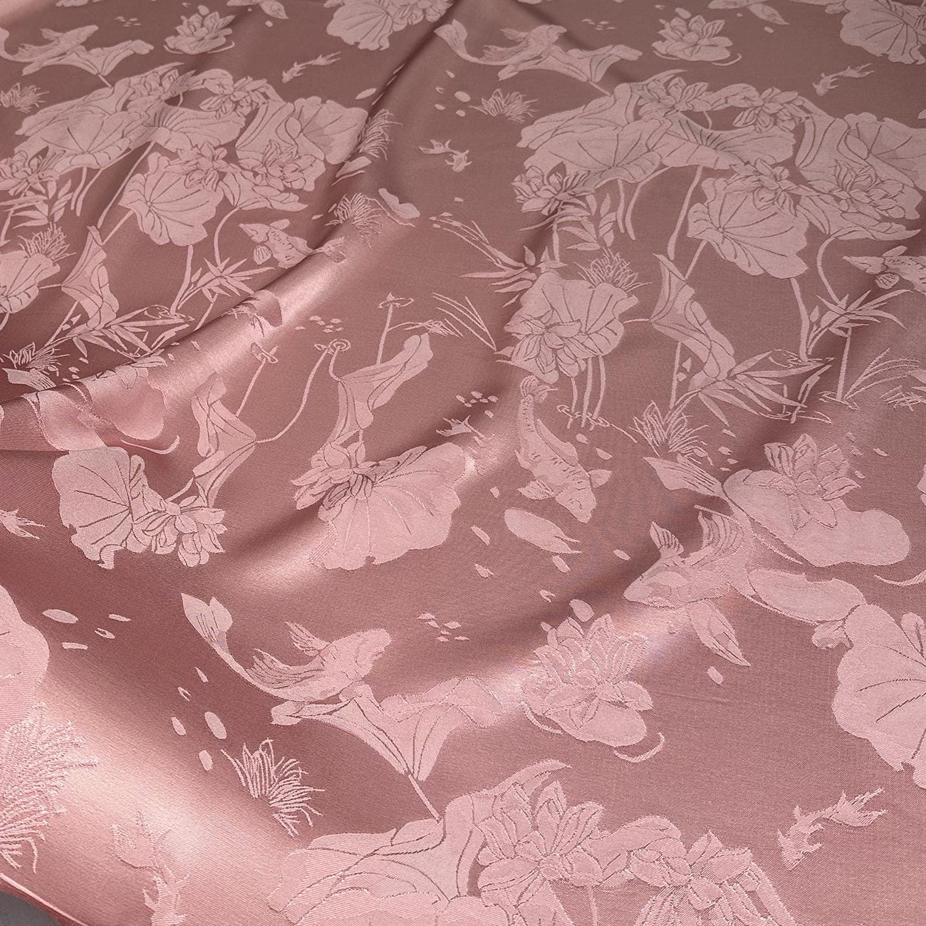 Lotus Jacquard Satin Damask Fabric: 59" Wide Rayon Sewing Material