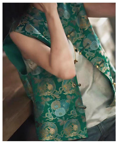 Dragon Jacquard Fabric: Ancient Asian Totem Pattern, 55" Wide