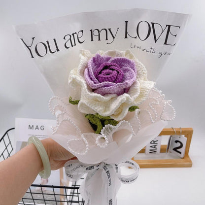 Kit de bouquet de roses au crochet à faire soi-même : kit de matériel pour la confection de fleurs tissées à la main