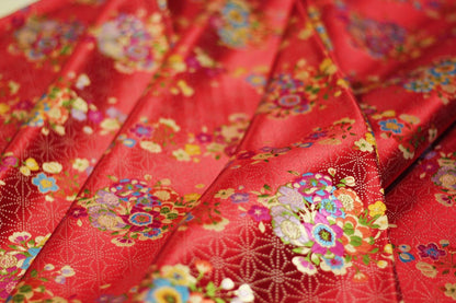 Tissu brocart à motifs floraux : Jacquard de soie et rayonne turquoise - Au mètre