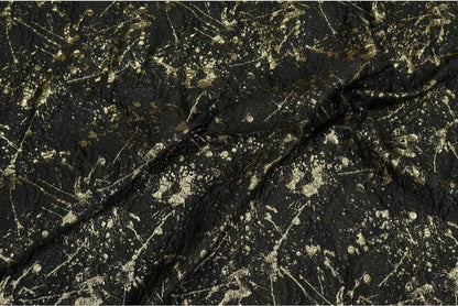 Gold Thread Jacquard Fabric: Retro Abstract Upholstery, Costume, Bag - 54"W