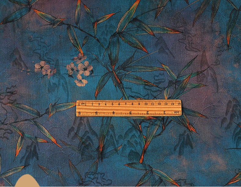 Bamboo Print Tea Silk Satin Fabric: 59"W Upholstery & Costume