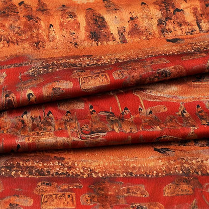 Ancient Chinese Palace Outing Print: 58" Gambiered Canton Gauze Satin Fabric