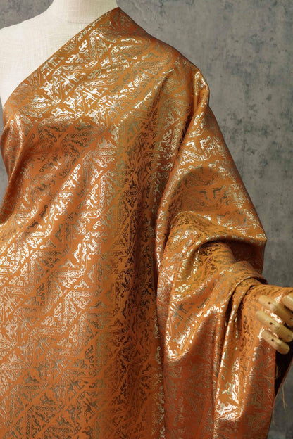 Gold Weaving Jacquard Fabric: Ethnic Upholstery, Sewing, Costume - 59"W