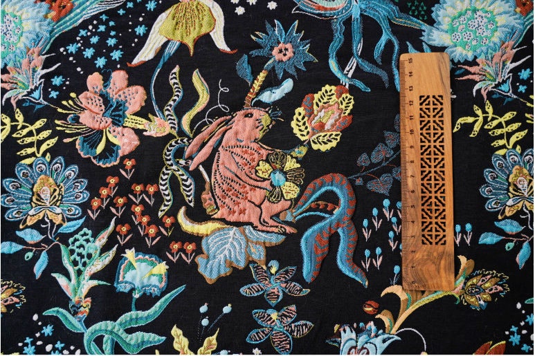 Gold Thread Jacquard Fabric: 3D Floral Upholstery, Quilting - 50"W