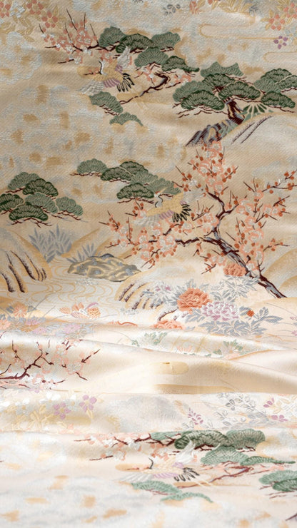 Nishijin Weaving Fabric: Pine, Cypress & Plum Blossom - 59"W Silk Rayon Blend