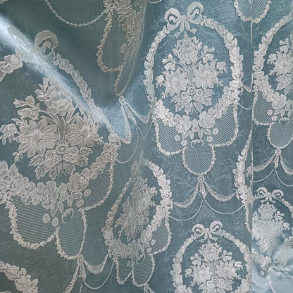 Blue Embossed Floral Jacquard Brocade Fabric | 55" Wide