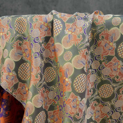 Lion Ball Shu Brocade Fabric | Traditional Qipao Hanfu Costume Upholstery
