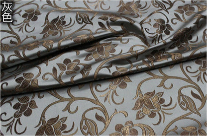 Brocart de soie à motif floral bleu, largeur 75 cm (29,5 po) - Vendu au mètre