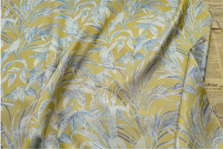 Gold Thread Bird Jacquard Fabric: Embossed Upholstery, Costume, Decor (By The Meter)