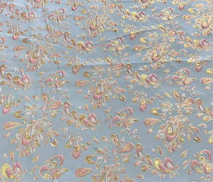 Metallic Damask Jacquard Satin Fabric: 3D Texture, 56" Wide