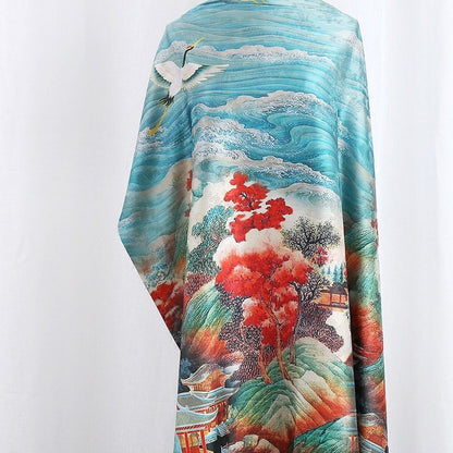 Crane Silk Damask Fabric: 59"W Digital Print Satin