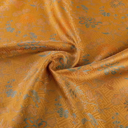 Orange Dunhuang Brocade Fabric: 59"W Tibetan Robe Material