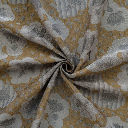 Vintage Style Coffee Brown Embossed Abstract Floral Jacquard Fabric by the Yard, 58"wide