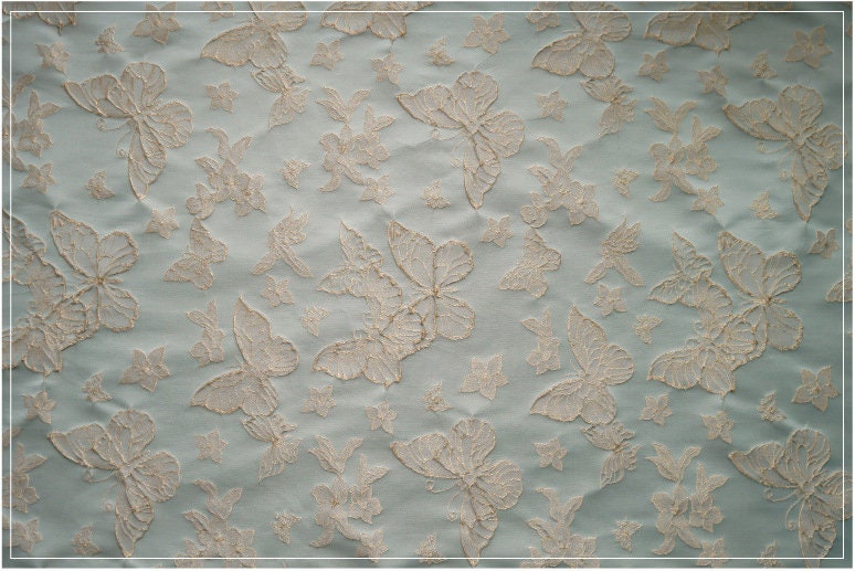 Gold Thread Butterfly Jacquard Fabric: 3D Foil Texture, 56"W, By The Meter