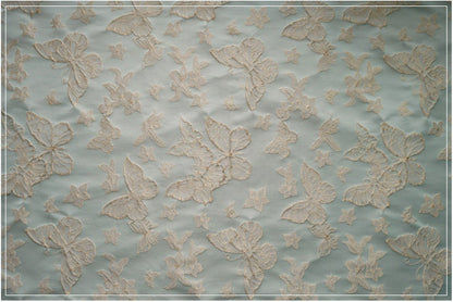 Gold Thread Butterfly Jacquard Fabric: 3D Foil Texture, 56"W, By The Meter