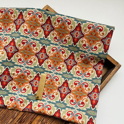 1960s Cotton Fabric: Retro Print, Upholstery, Costume, Sewing (59"W)