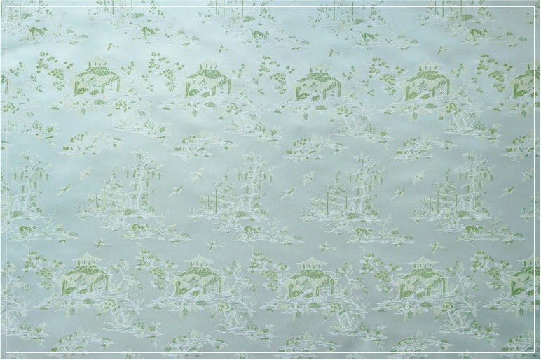 Tissu brocart « Rivière sur le festival de Qingming » : 140 cm de large, peinture chinoise, polyester
