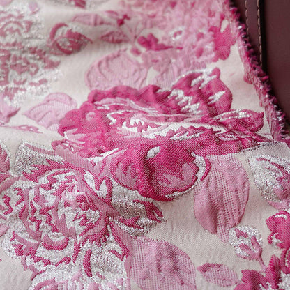 Reversible Jacquard Fabric, 3D Pink Floral Embossed Pattern, 59"W