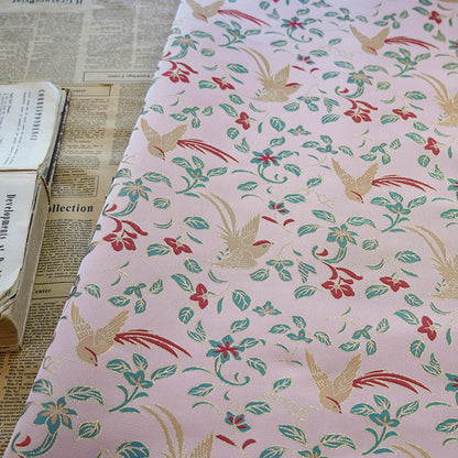 Birds Jacquard Satin Fabric: Brocade Sewing Material, 59"W