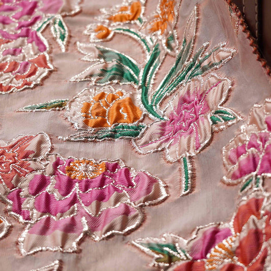 Tissu jacquard à motifs floraux : Matière pour robe de soirée à effet métallisé 3D coloré