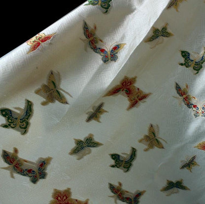 Butterfly Gold Weaving Rayon Fabric: Mongolian Tibetan Pattern, 58"W
