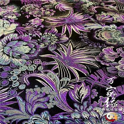 Tissu brocart de soie à motif floral : Damas de mûrier, ameublement et costumes (29,5 po L)