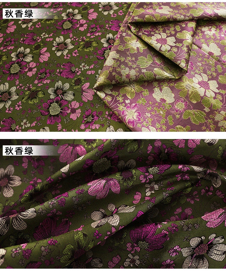 Tissu jacquard à motif floral Marigold : mélange soie-rayonne, 89 cm de large