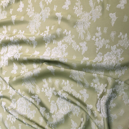 Tissu damassé jacquard à motif floral et papillons : 59 po, revêtement double face