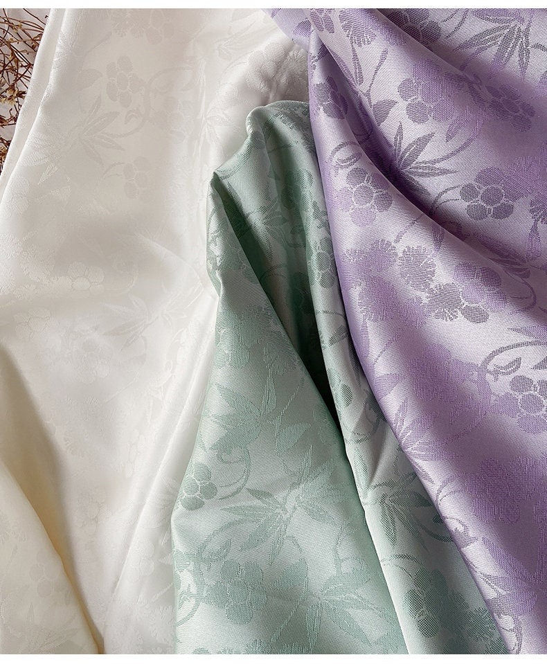 Floral Jacquard Satin Fabric: Two-Sided Yarn-Dyed Cosplay Costume Material
