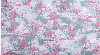 Mount Fuji Cotton Fabric: Japanese Floral Print, Sewing & Upholstery