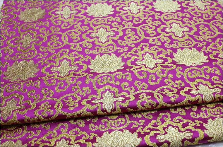 Chinese Medallion Brocade Fabric: Silk Rayon Blend, 29.5" Wide