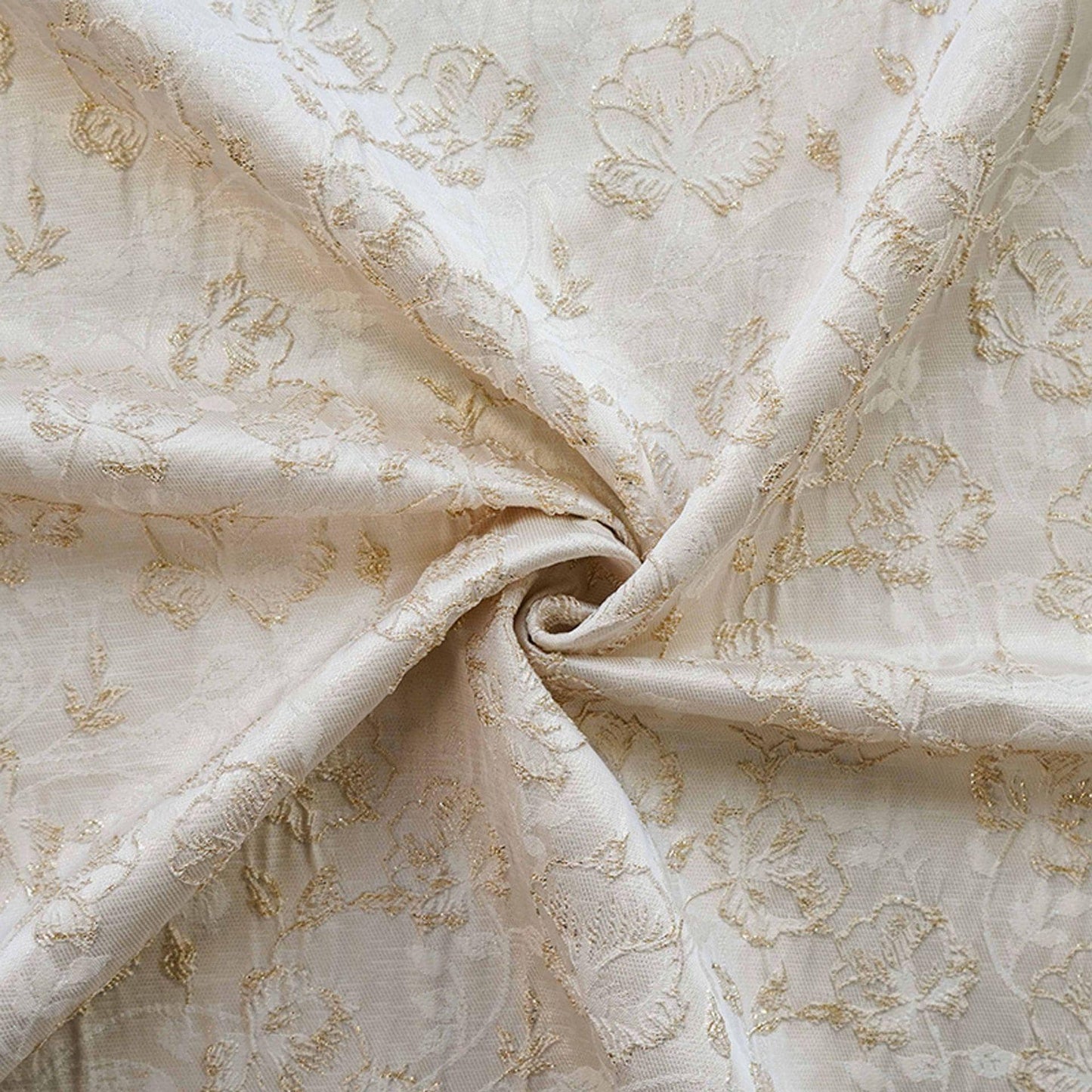 Tissu jacquard à motif floral en relief et fil doré - Brocart texturé de luxe pour ameublement, robes, patchwork, décoration intérieure - Large