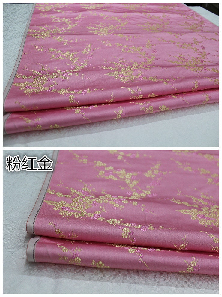 Plum Blossom Silk Brocade Fabric: Multicolored Cheongsam Qipao Material