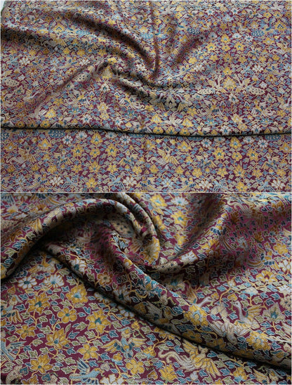 Tissu brocart à motifs floraux et oiseaux : Damas de rayonne de soie chinoise (55 po de largeur)