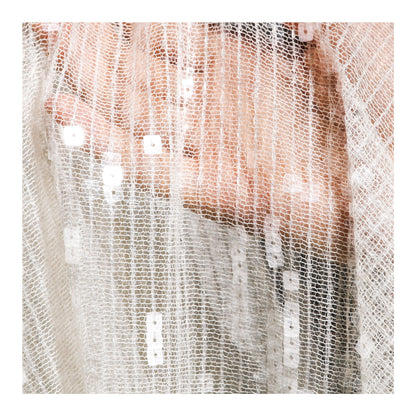 Champagne Sequin Embroidered Mesh Fabric, 47"W Scale Design