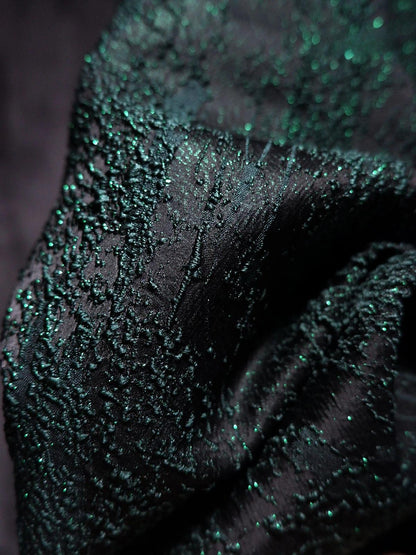 Textured Upholstery Fabric: 3D Grain, Silver Thread, Wrinkled Silk