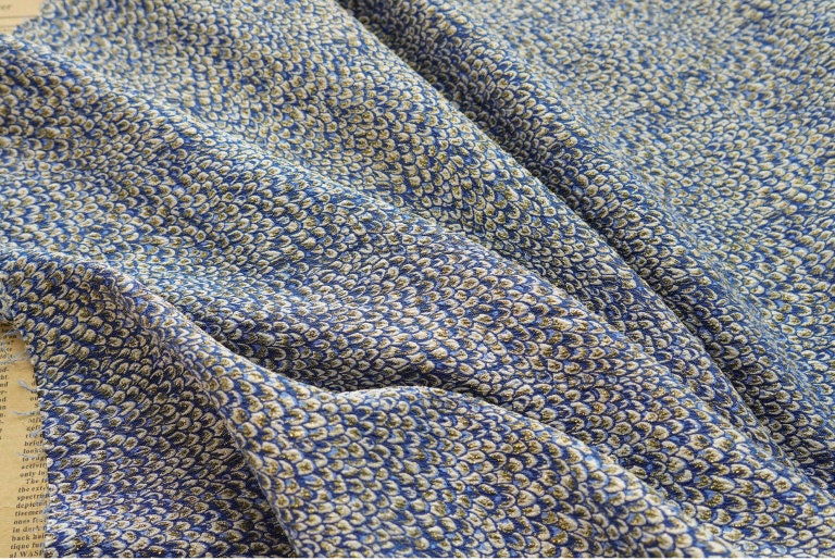 Metallic Damask Jacquard Fabric: 3D Fish Scale Texture, 53" Wide