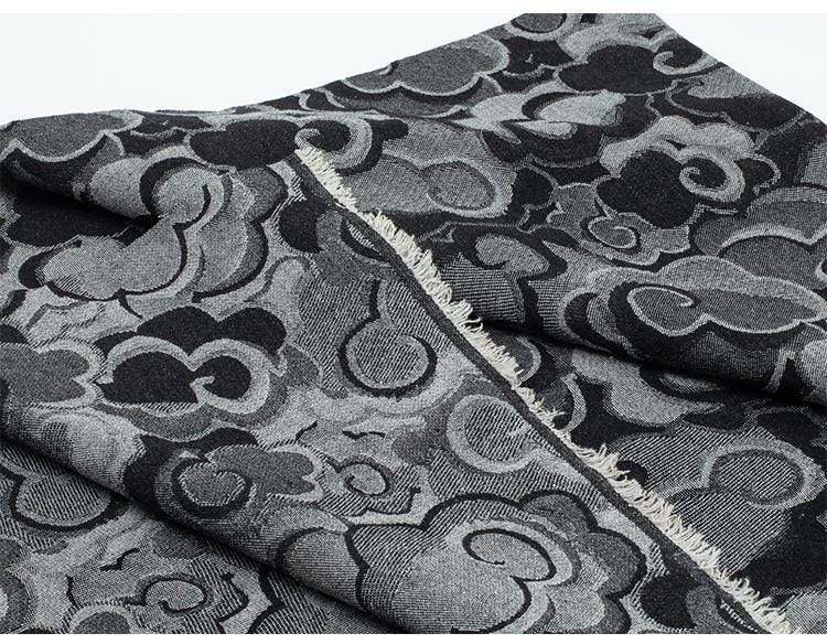 Jacquard Denim Fabric: 3D Cloud Pattern, Thick Cotton - 59"