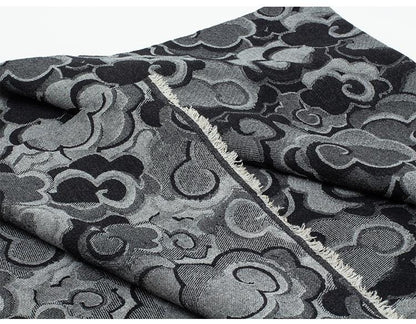 Jacquard Denim Fabric: 3D Cloud Pattern, Thick Cotton - 59"