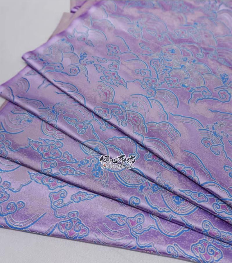 Lilac Rayon Brocade Fabric: Sea of Clouds & Waves (29.5"W)